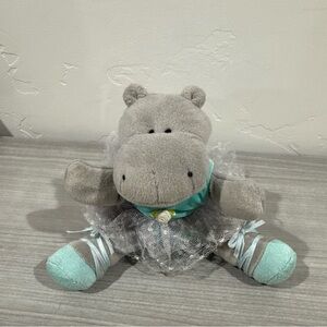 Russ Berrie Hippo Giselle 5.5” Sitting Plush Gray Grey Blue Ballerina Tutu